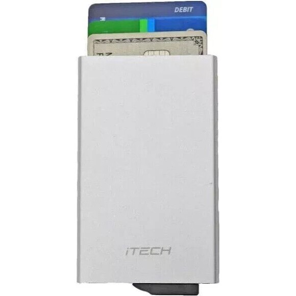 iTech Men's Silver POP UP Credit Card Wallet Holder - Picture 1 of 4